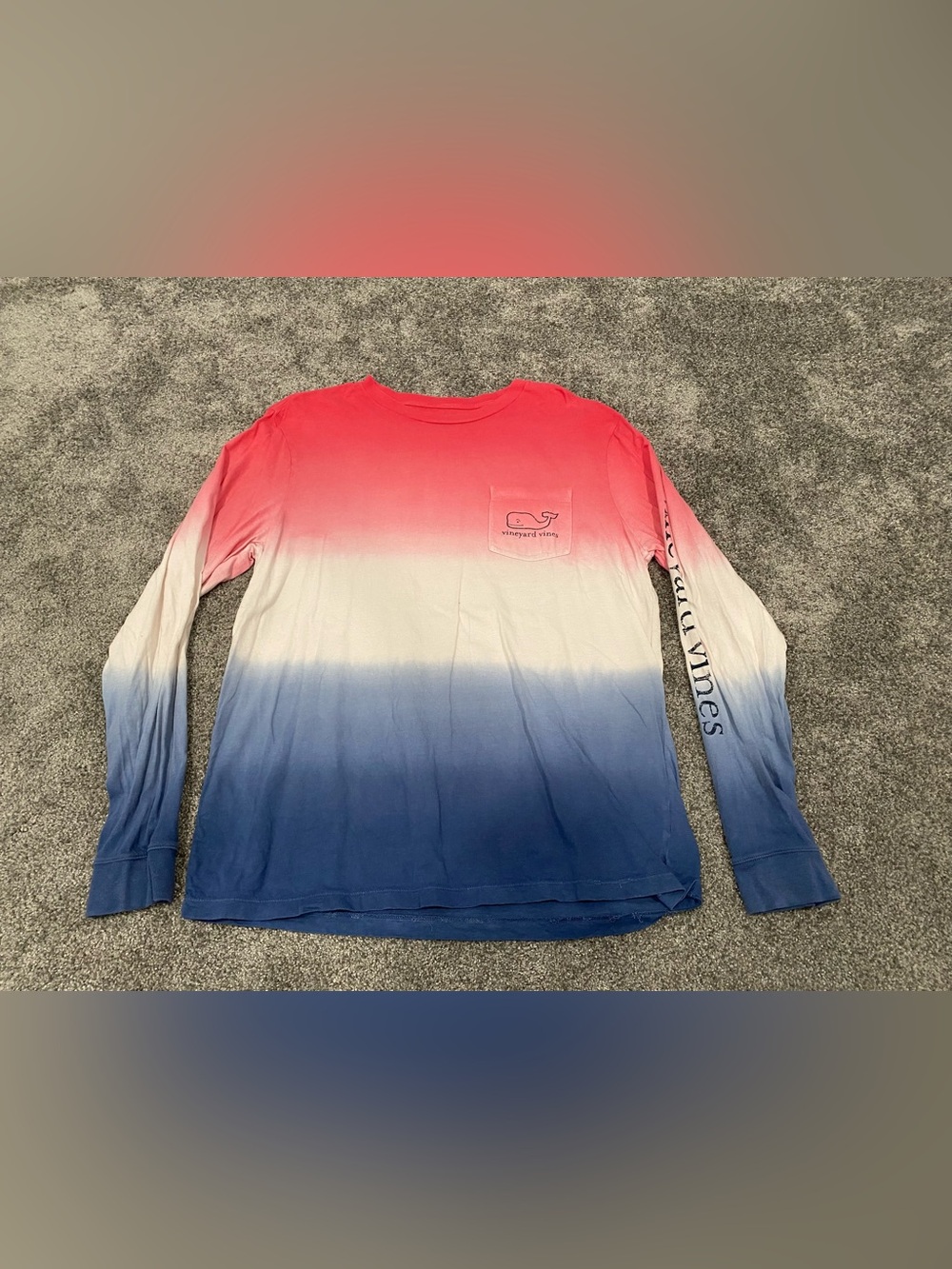 Vineyard Vines Shirt Mens Medium M Red White Blue Whale Logo Long Sleeve